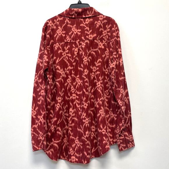 Knox Rose Women's Long Sleeve Button-Up Shirt S Red & Pink Abstract Pattern - Picture 6 of 6